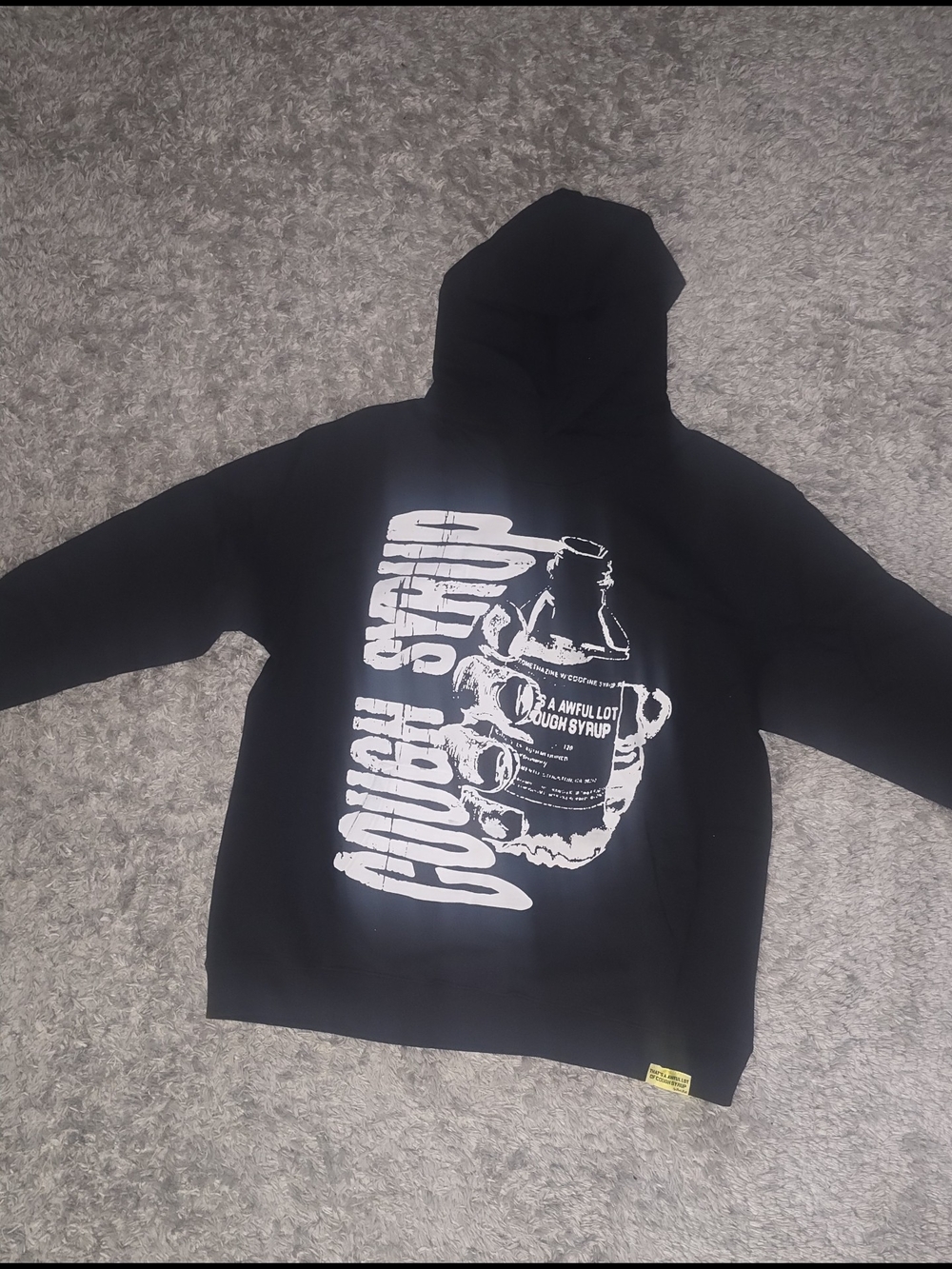 Black Graphic Hoodie Sweatshirt with White Print